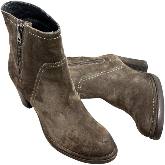 Alberto Fermani Taupe Suede Zip Ankle Boots Made in Italy - Picture 6 of 11